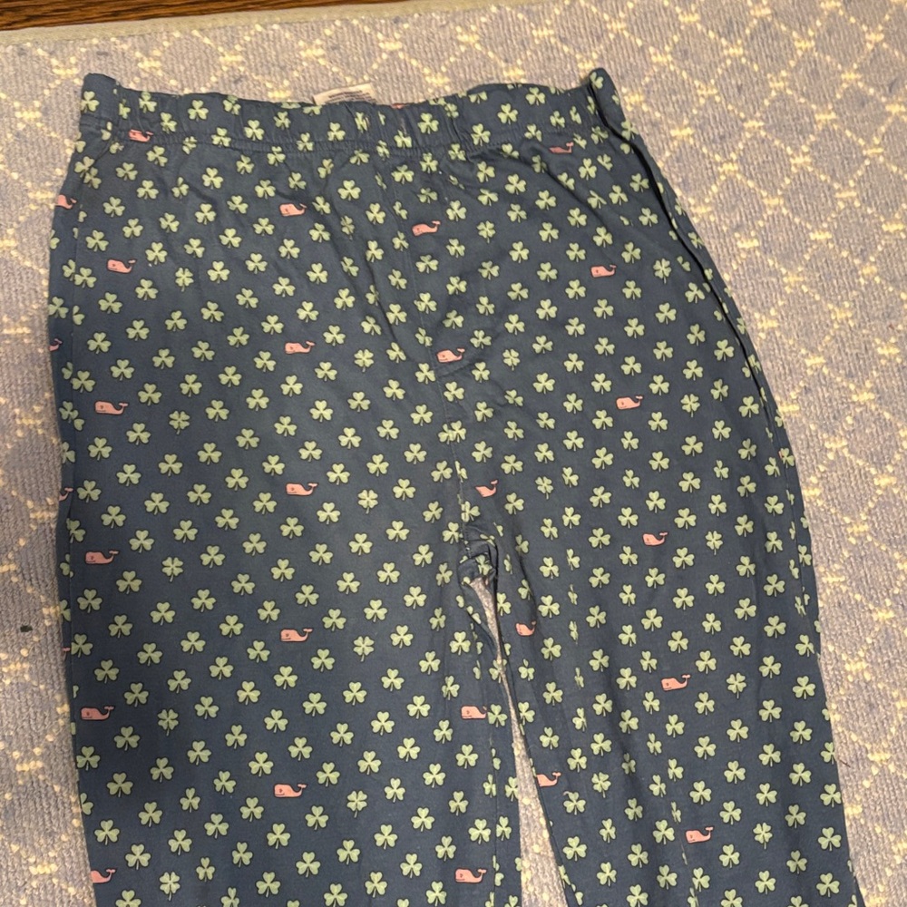 Vineyard Vines Clover Print Pants - Blue and Green Sz M 12-14